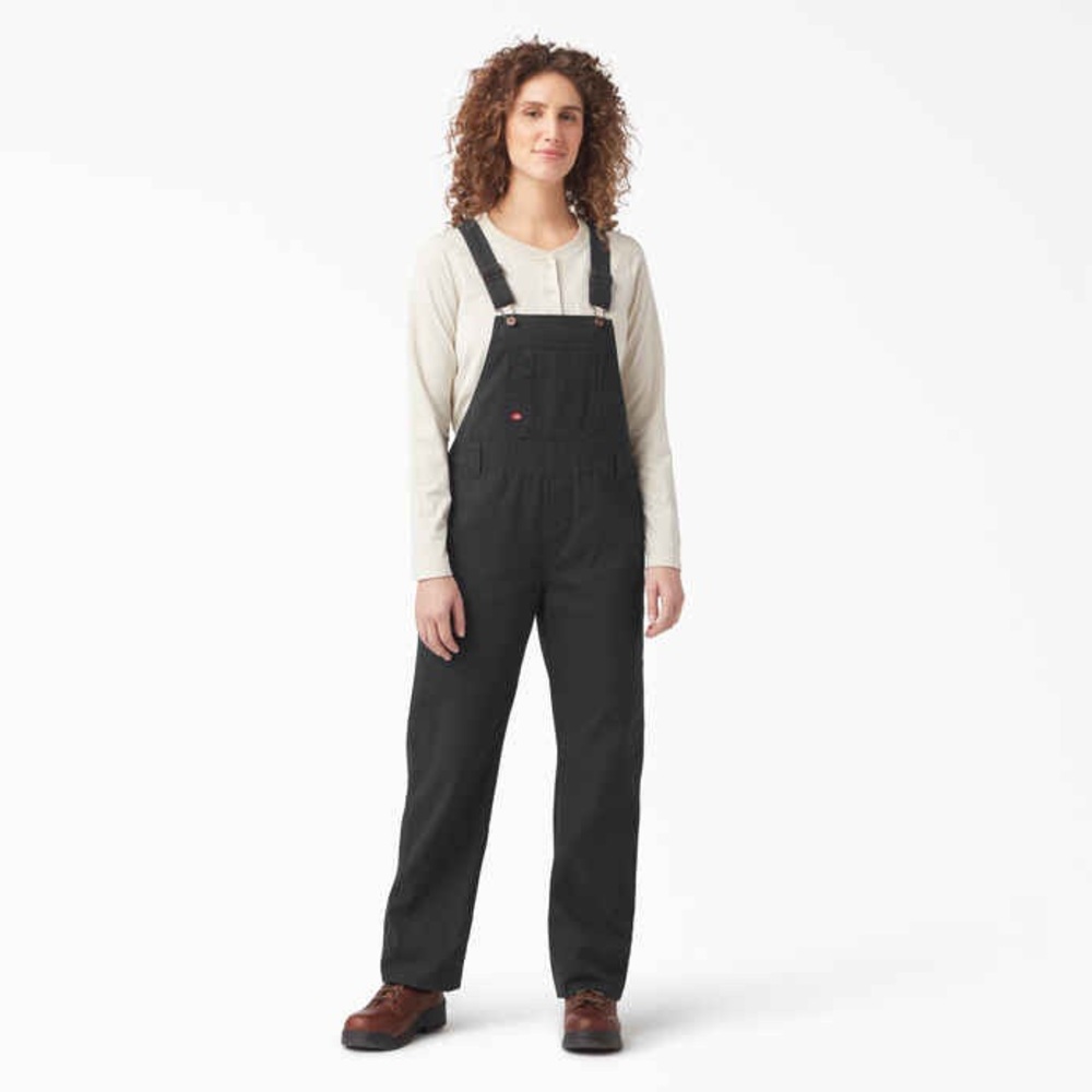 Dickies Women's Relaxed Fit Bib Black Overalls